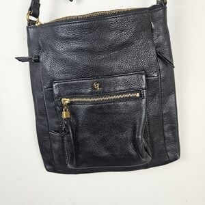 ELLIOTT LUCCA Gwen Leather Crossbody Purse Women's Black Gold Chain Strap Bag